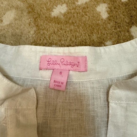 Lilly Pulitzer white ruffle linen blend blouse women’s size 6 - Picture 5 of 8